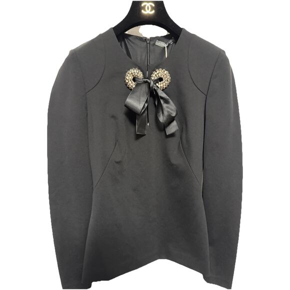 Alexander McQueen Blouse Womens IT 42 Black Crystal Bow Made Italy 364656QDL18 - Picture 5 of 16